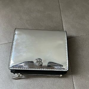 Tory Burch silver reflecting wallet
